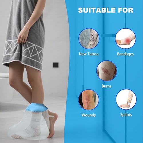 Miniatura 7 de Funda 100% impermeable para ducha, protector reutilizable para pies de adultos, fundas de fundición para ducha, bolsa impermeable para tobillo,