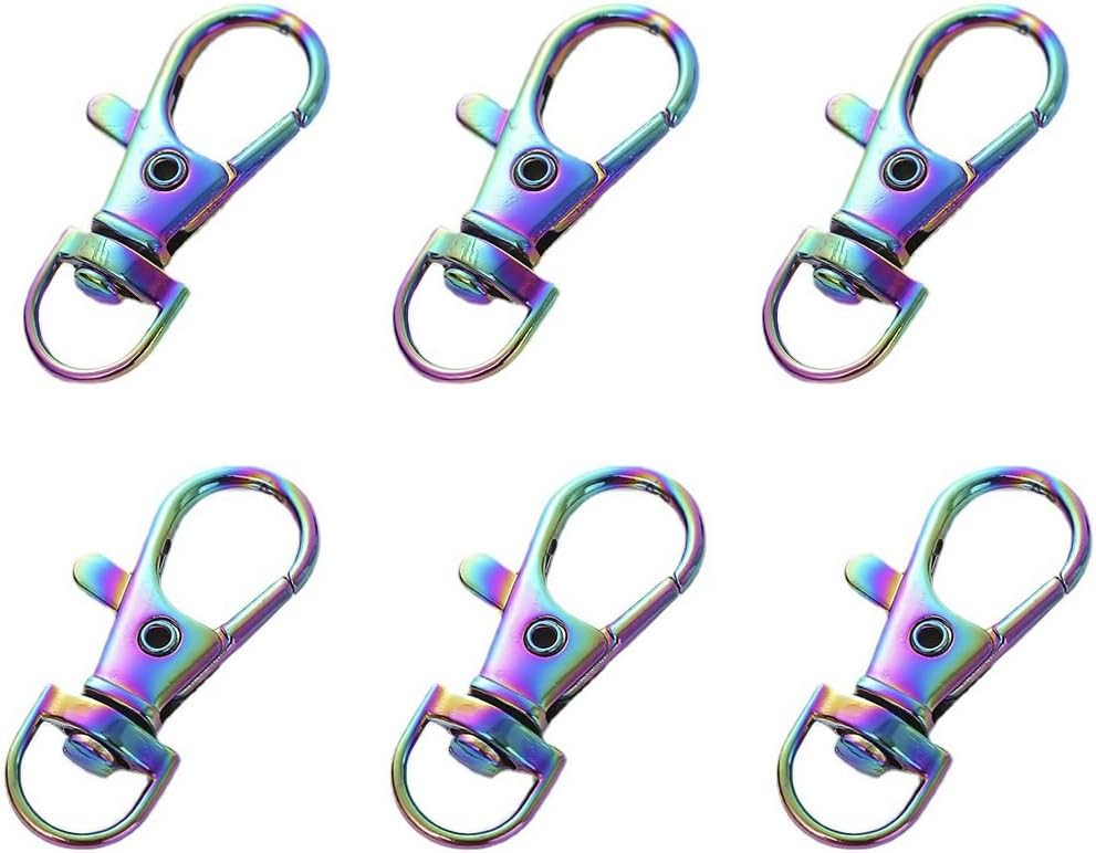 20pcs Lobster Claw Swivel Clasps Lobster Snap Clasp Hook for Key Ring DIY Craft Jewelry Making (Rainbow)