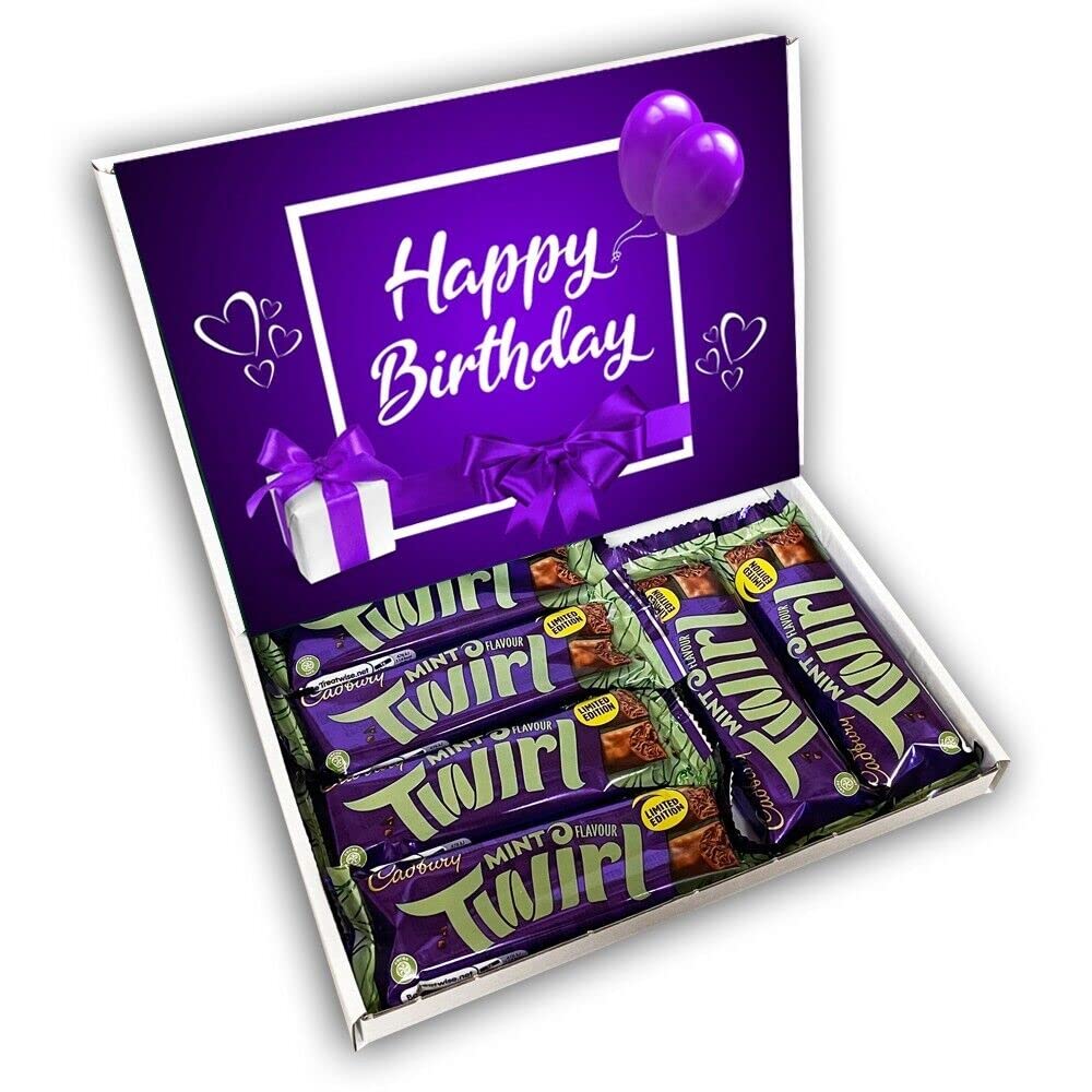 Twirl Mint Milk Chocolate Gift Box Chocolate Bars Gift Box Hamper Birthday Present (BIRTHDAY PURPLE)