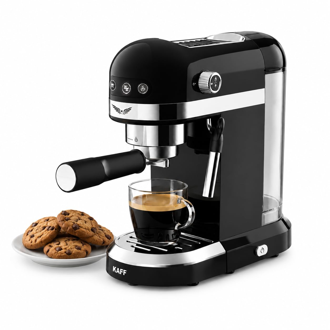 KAFF Fontana 1350 Watts Espresso Coffee Maker, 19 Bar High Pressure Pump, Steam Espresso Coffee, Detachable Frothing Nozzle Coffee Machine For Home (Black)-image-25