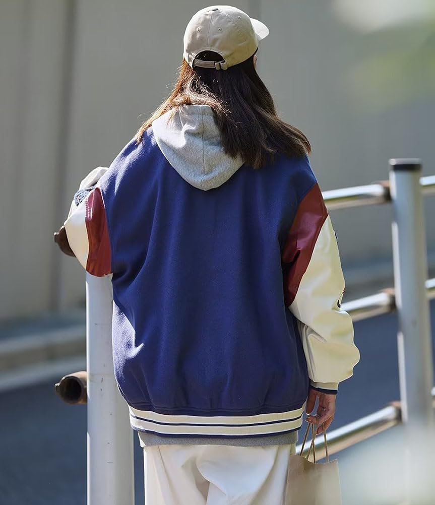 Veste De Baseball Unisexe Vintage Manteau Homme Femmes Y2K 90S College Jacket Veste Casual Blouson Oversized Bomber Veste De Survêtement Streetwear Pour Automne