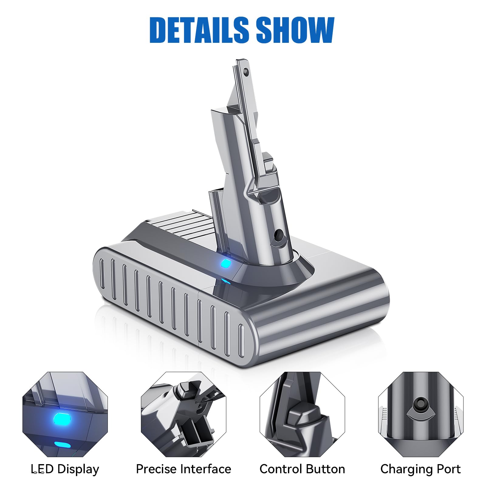 Batterie De Rechange Pour Aspirateur Dyson V7 – 6000 MAh, Avec Filtre | Compatible Animal, Absolute, Fluffy, Etc.