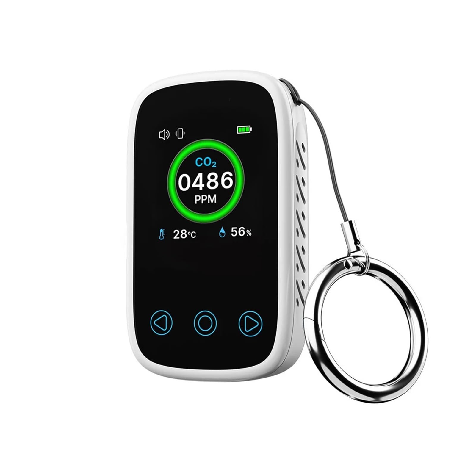 Détecteur de gaz, Moniteur de qualité l'air 3 en 1, Compteur CO2, capteur Mesure la température et l'humidité, écran LCD, Alarme, détecteur dioxyde Carbone, pour la Maison(CO2 White)