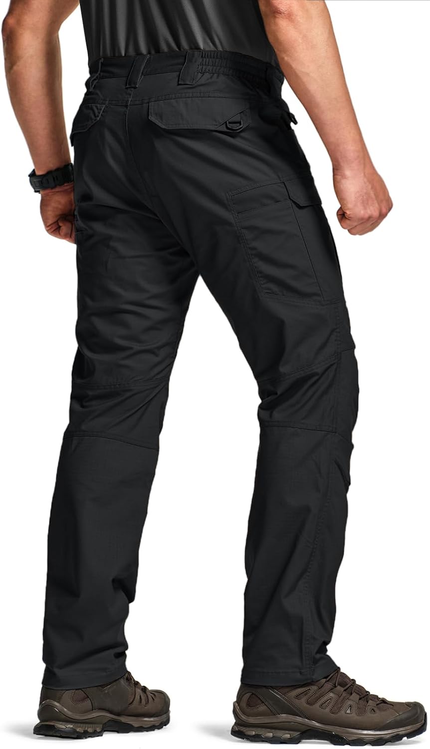 CQR Men's Flex Stretch Tactical Pants, Water Resistant Ripstop Cargo Pants, Lightweight EDC Outdoor Work Hiking Pants - Image 2