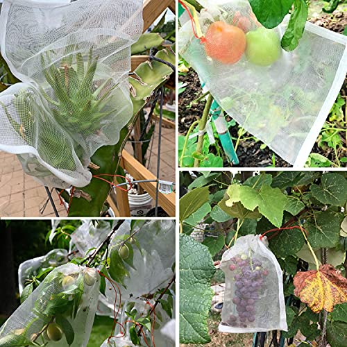 Enpoint Fruit Protection Bags, 100 Pcs 8X12 Inch Garden Insect Netting Bags For Fruit Trees, Fruit Mesh Bags With Drawstring Protect Tomatos, Grapes, Mangos From Bugs Birds Squirrels #TOP2