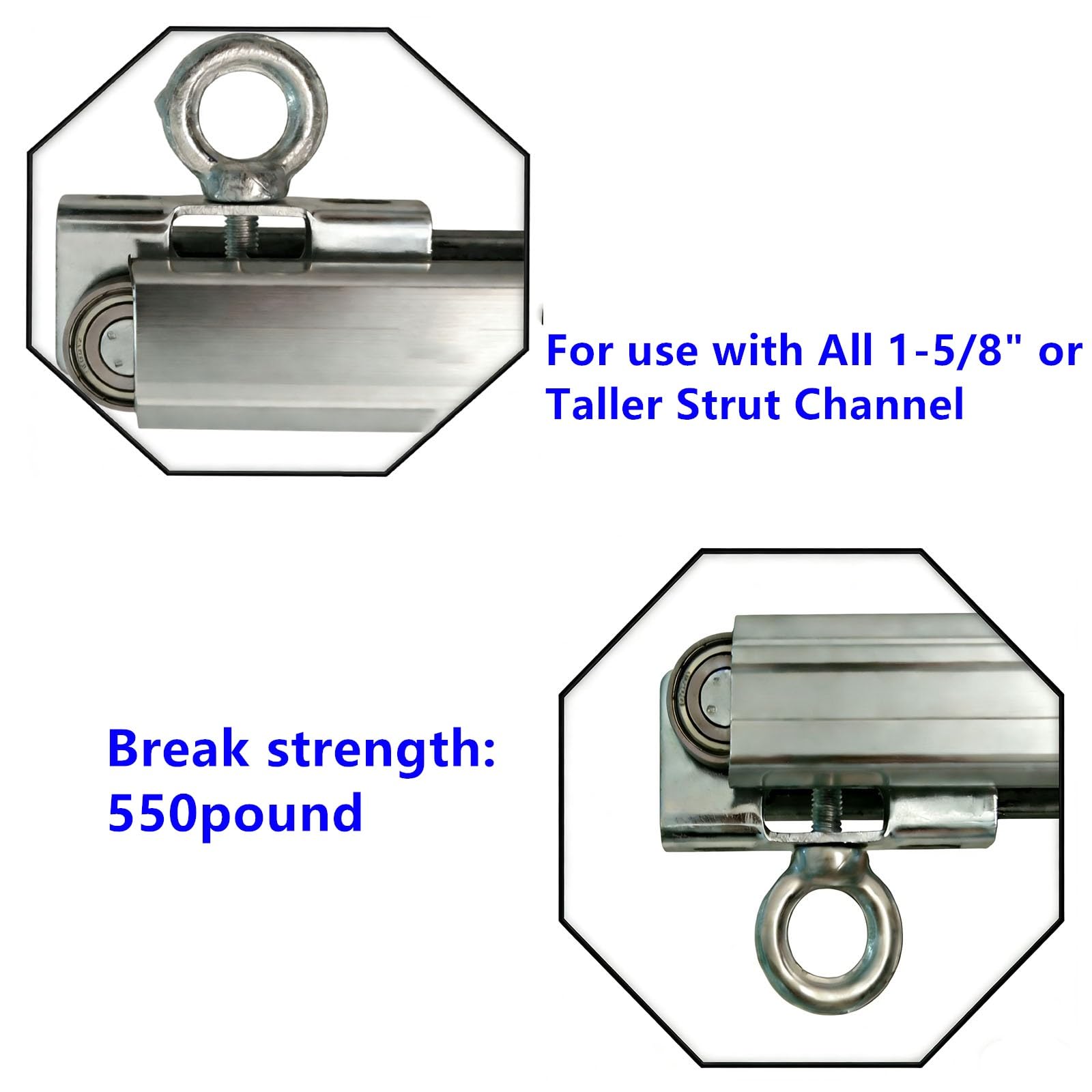4 Wheel Trolley Rollers Heavy Duty Silent for 1-5/8" Strut — Amazon image 6
