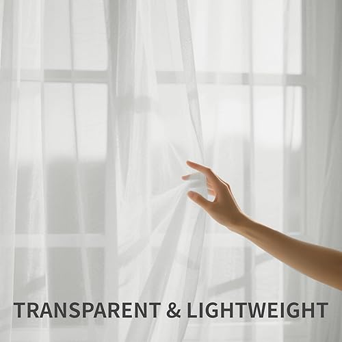 Miniatura 7 de CUCRAF Paneles de cortinas traslúcidas para sala de estar, dormitorio, tratamiento de semi ventana, bolsillo para barra, (54 pulgadas de ancho x 72