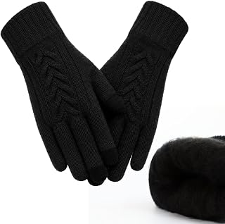 Achiou Womens Winter Gloves, Touch Screen Knit, Warm Cold Weather, One Size