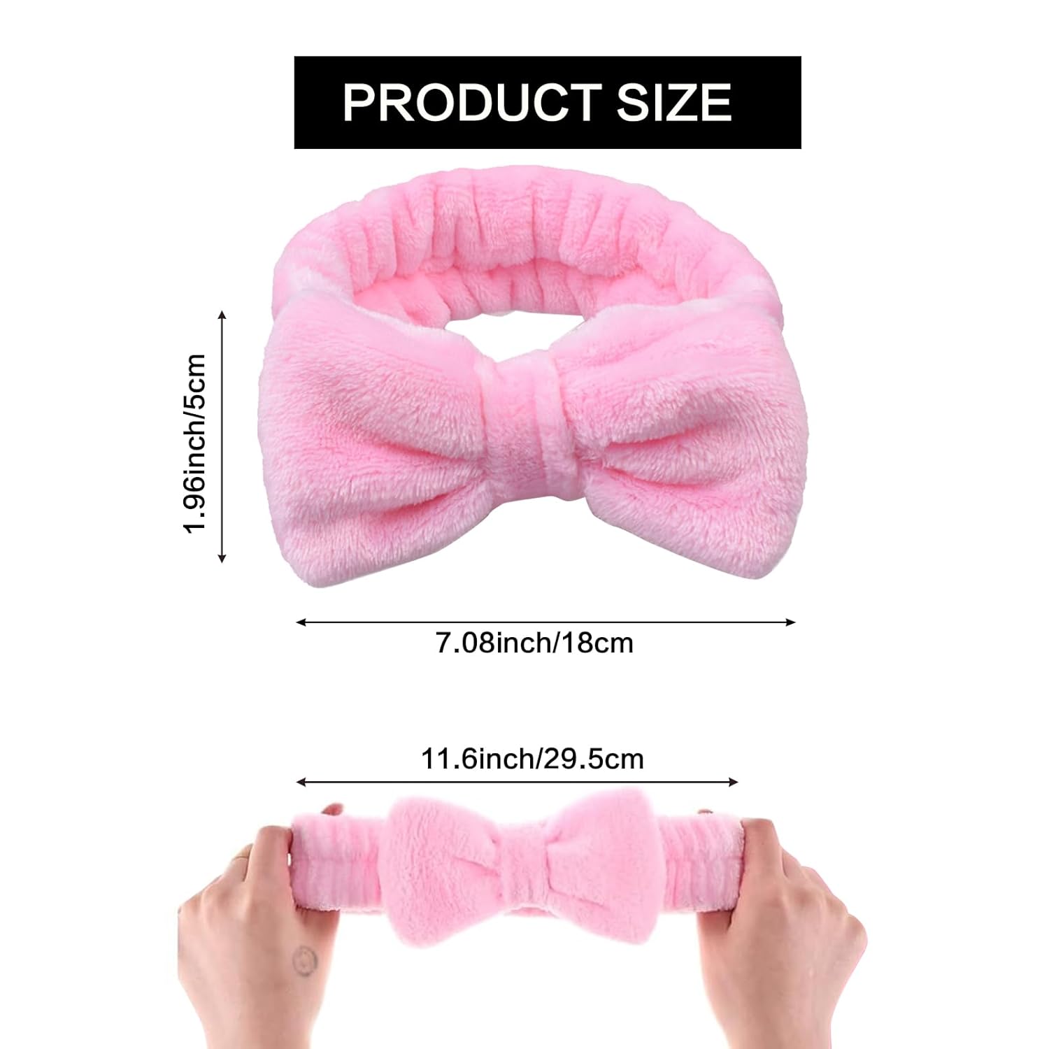 Spa Headbands,Makeup Headbands for Women,Facial Headband Bulk,Soft Coral Fleece Headband for Makeup,Cosmetic Head Wraps,Bow Hair Bands for Face Washing Shower Skin Care (pink, 25pcs)