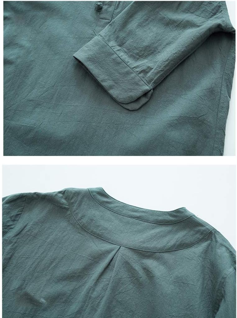 Women Zen Meditation Uniform Cotton Linen Tai Chi Uniform Short Sleeve Kung Fu Clothing Green-XL