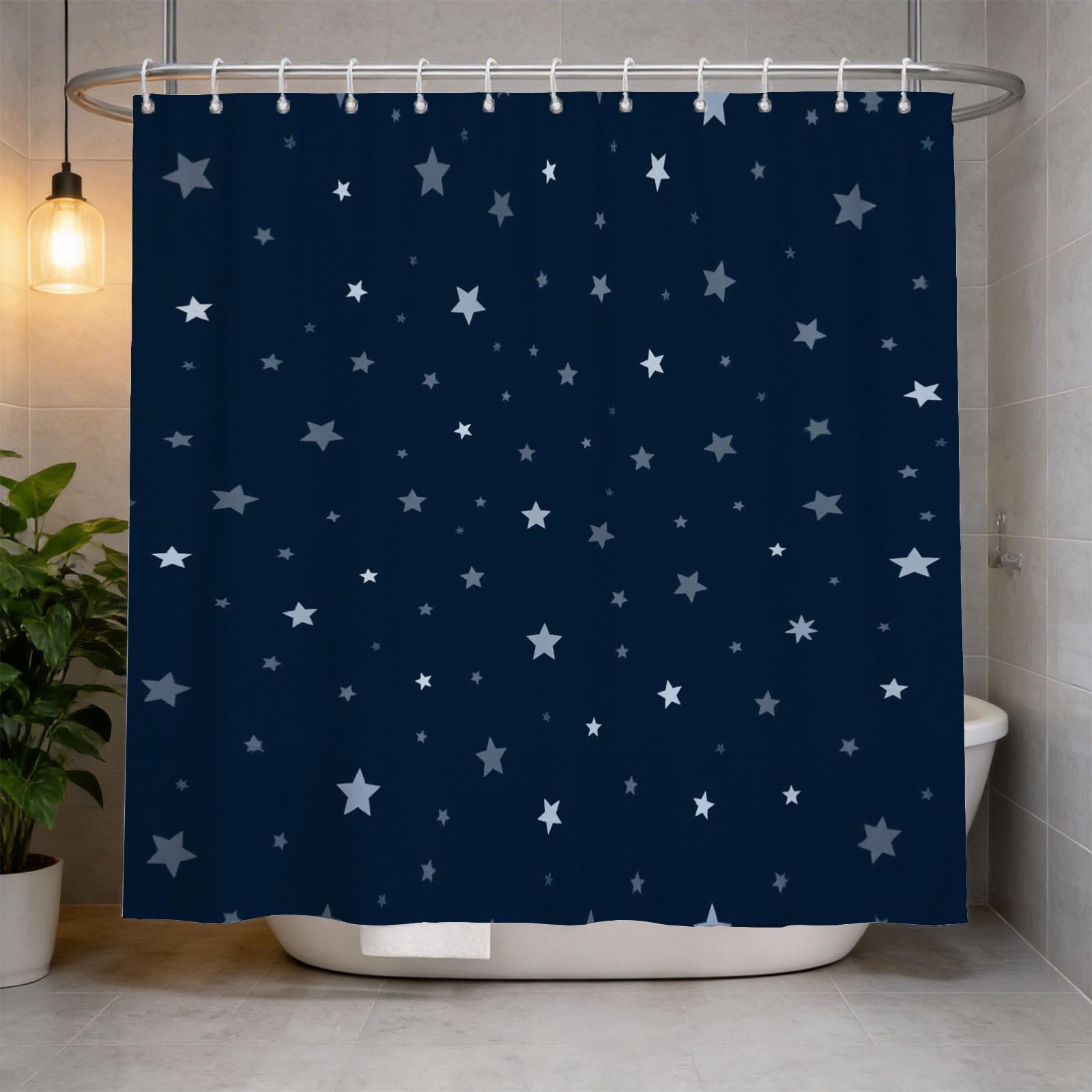 Hongduo 3D Starry Shower Curtain for Stalls Bathtubs Cartoon Bathroom Decor Shower Curtain Set Polyester Fabric Waterproof 180x200cm/71X79 Inch with Hooks