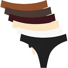 Allxwek Womens Cotton Thong Underwear Breathable Low Rise Panties 6 Pack
