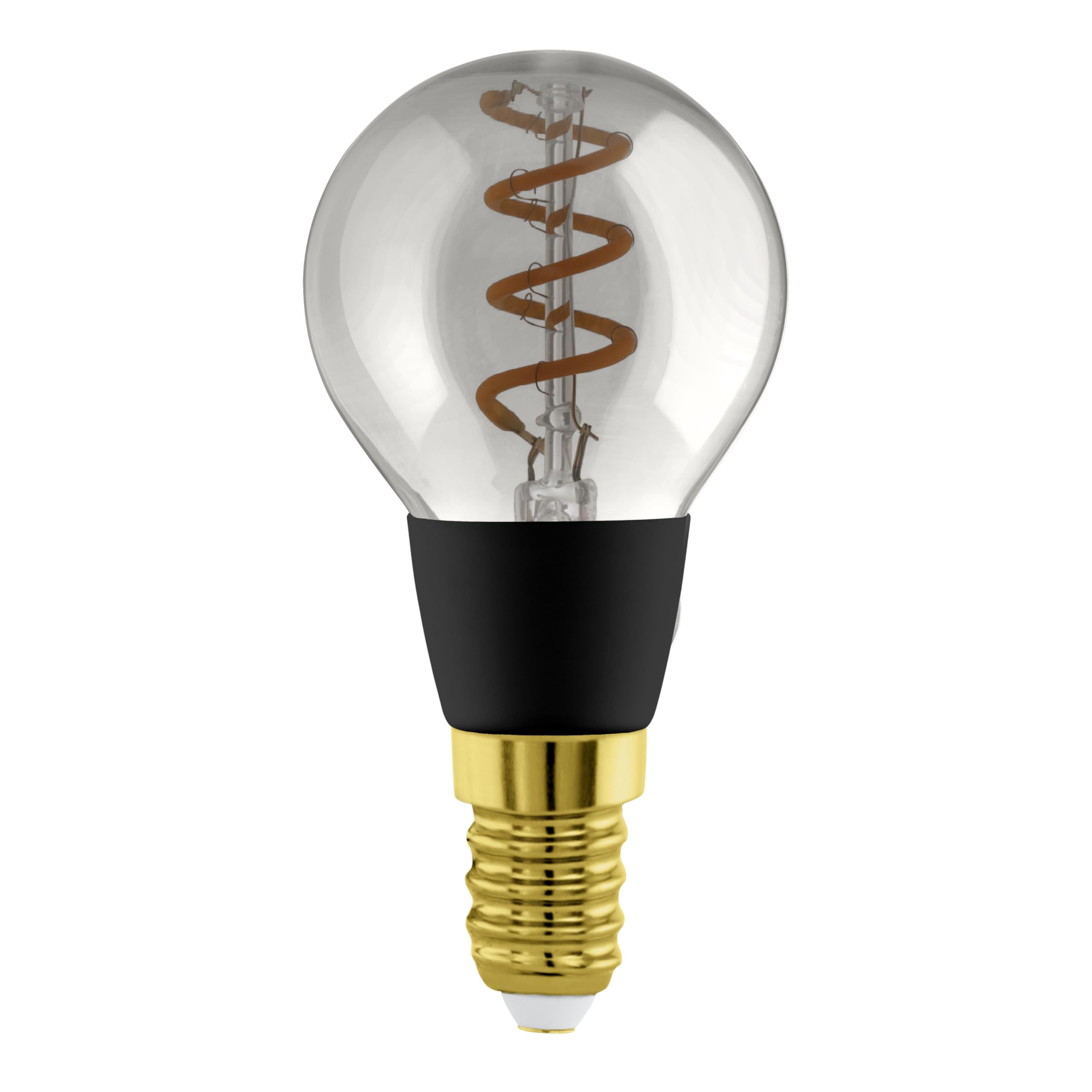 Eglo Eglo connect.z ampoule LED E14 connectée, P45, ZigBee, App et commande vocale Alexa, dimmable, blanc chaud, 4 watts, lampe vintage en spirale, verre fumé, noir