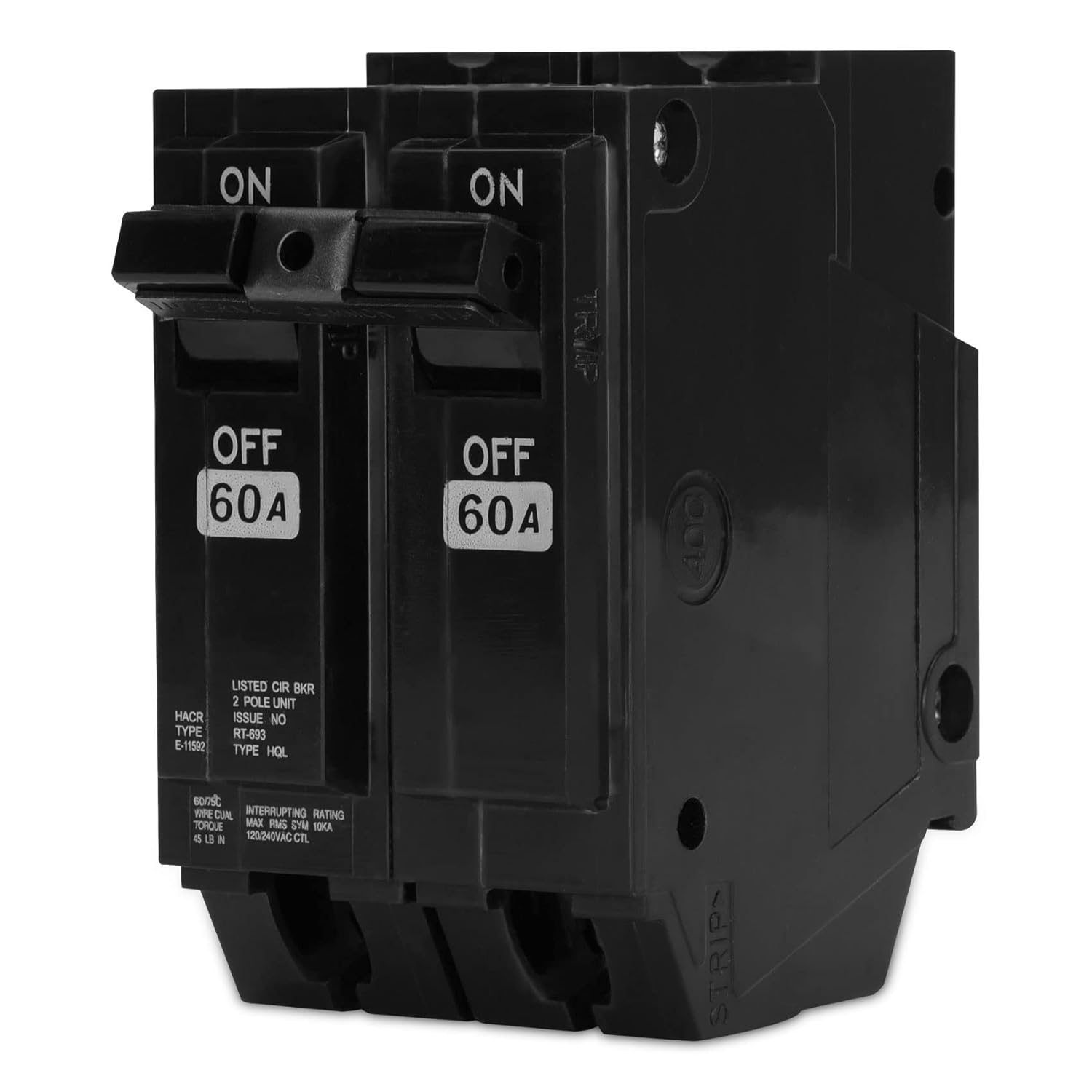 THQL2160 Circuit Breaker 2 Pole 120/240VAC 60 Amp, Current Interrupting Rating Max RMS 10KA