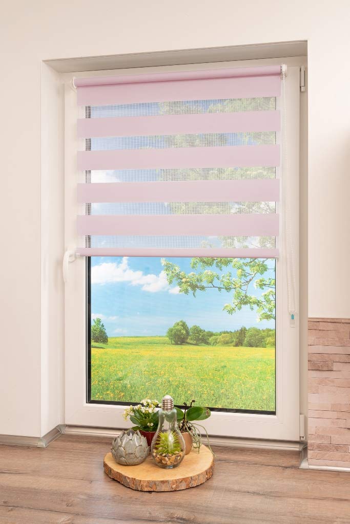 Tenda A Rullo Doppia K-home Madrid - Rosa - Senza Fori - Larghezza 50 X Altezza 150 Cm - Frangivista - Foto 2