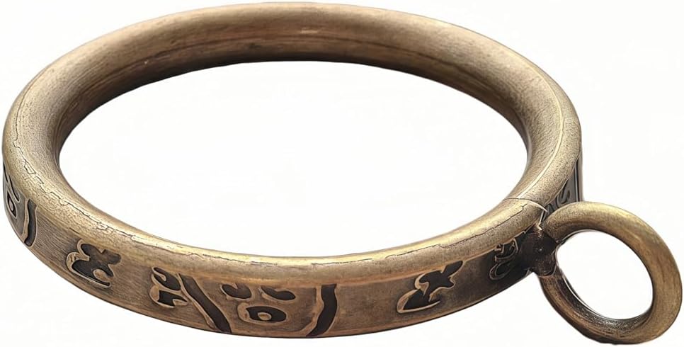 40 Pack 1.25 Inch Half-Round Curtain Rings, Antique Brass Cloud Pattern Carving, Eyelet Only Design, Heavy Duty Iron, Rustproof Electroplating, Quiet Glide, Fits 1.0-1.2 Inch Rods, No Drill