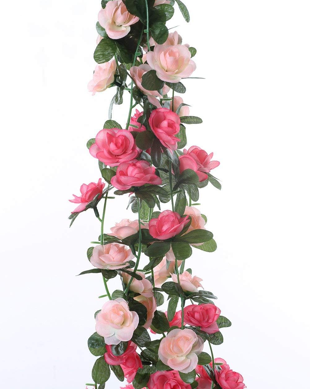 Miracliy 5 Pack 41 FT Fake Rose Vine Flowers Plants Artificial Flower Hanging Rose Ivy for Home Hotel Office Wedding Party Garden Craft Art Wall Décor (Pink) : Home & Kitchen