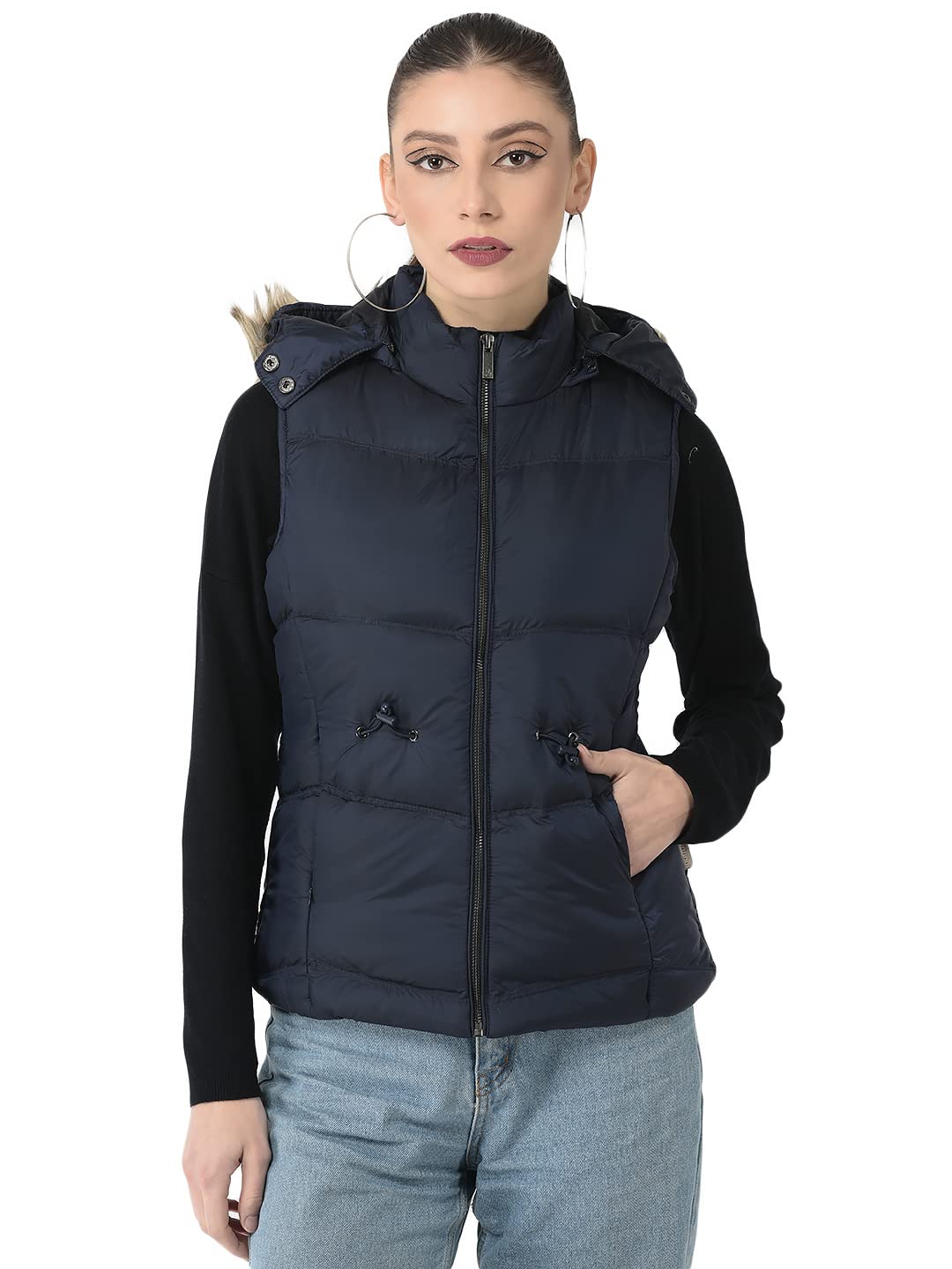 crimsoune club Women Polished Navy Blue Padded Gilet-picture-22