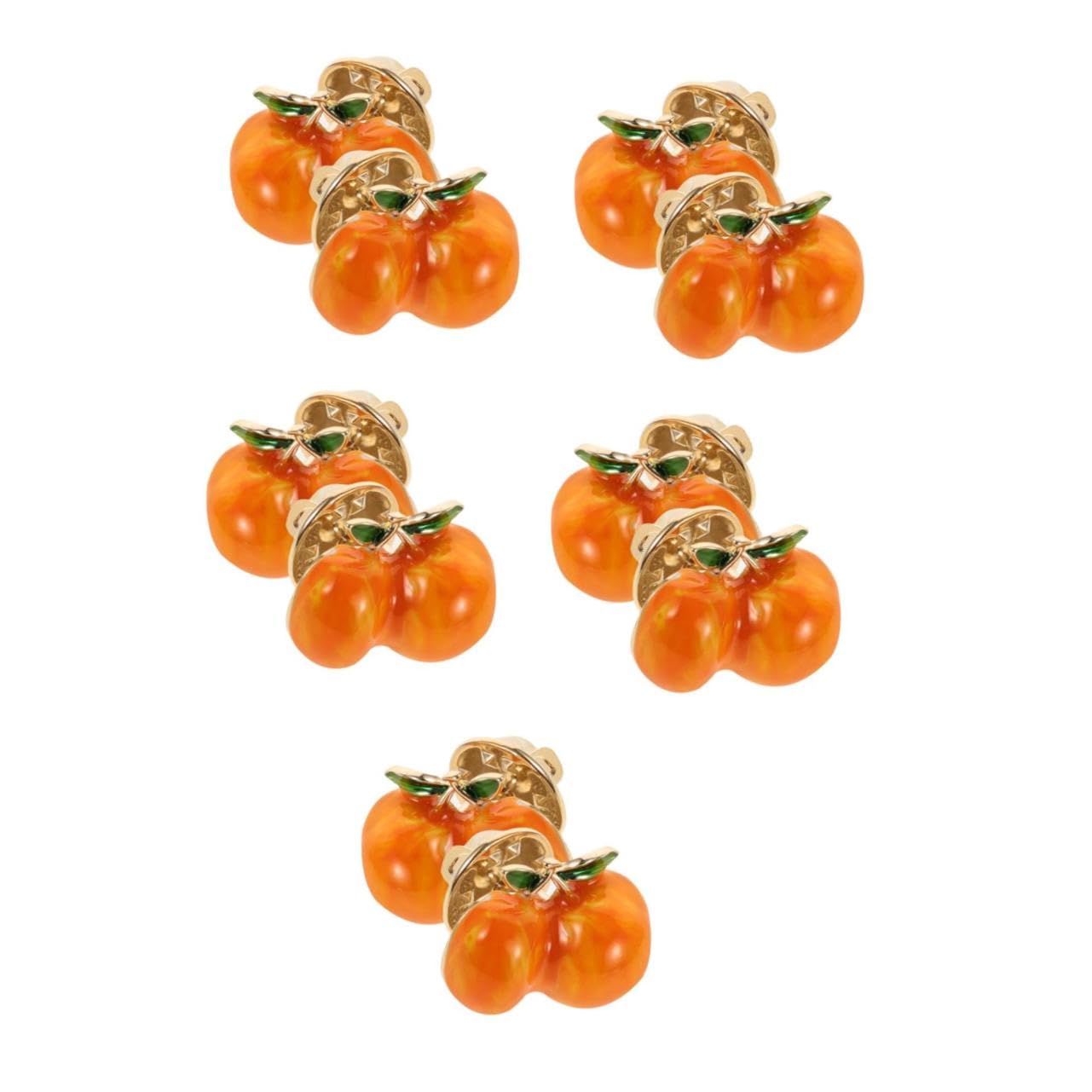 5sets Yellow Enamel Lapel Brooch Cartoon Pins Decoration Fruit Clothing Accessories Peach Sweater Clips Orange Copper 2pcs*5