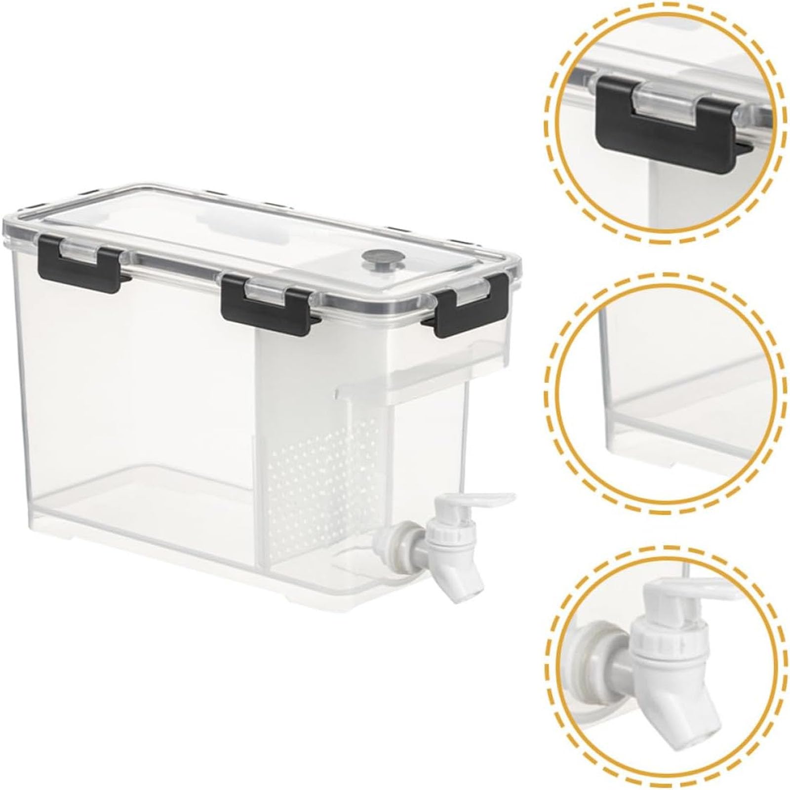 Duży plastikowy pojemnik na napoje, 3,5 l, dozownik napojów na imprezy, sok/mrożona herbata/napój gazowany z filtrem i przegrodą, do dozownika soku/herbaty / napojów gazowanych przezroczysta lemoniada