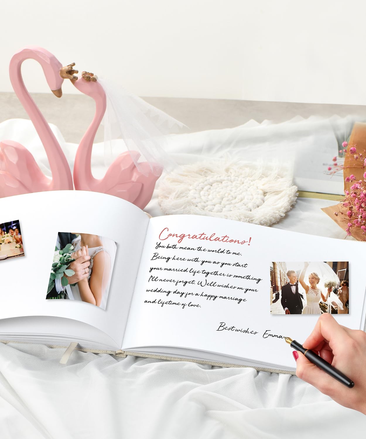 Lankaiva Księga gości weselnych, księga gości, przyjęcie weselne, klasyczna księga gości na baby shower, 100 pustych stron na wieczór panieński, urodziny, ukończenie szkoły, znak i zdjęcia, beżowa