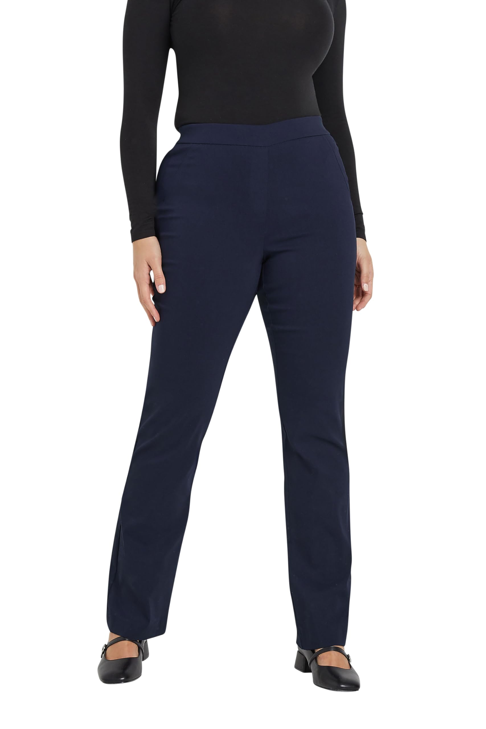M&Co Women's Dark Navy Bootcut Bengaline Trousers In 14R