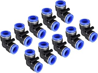 M METERXITY 10 Pack Elbow Push to Connect Tube Fitting - Pneumatic Air Push Quick Connect, Apply to Pipe Connection (16mm OD, Blue)