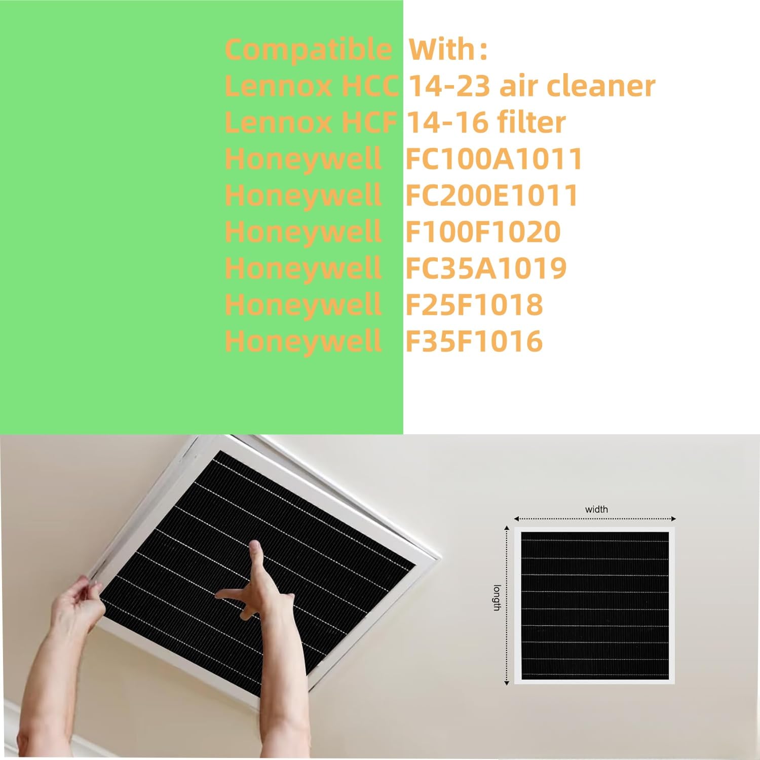 X7935 MERV 16 - Filtro de aire de repuesto para horno MERV 16 de 20 x 20 x 5 pulgadas con filtro Lennox X7935 modelo HCC14-23 y modelos de filtro FC100A101 y FC200E1011