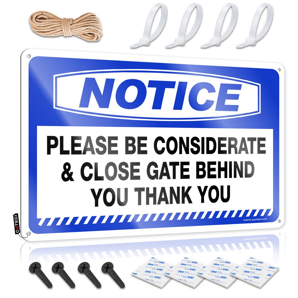 Notice Please Be Considerate & Close Gate Behind Western Funny Vintage Signs | Bath Sets Vintage Style Accessory Crossing Decoration Easy Hang(20X30CM)