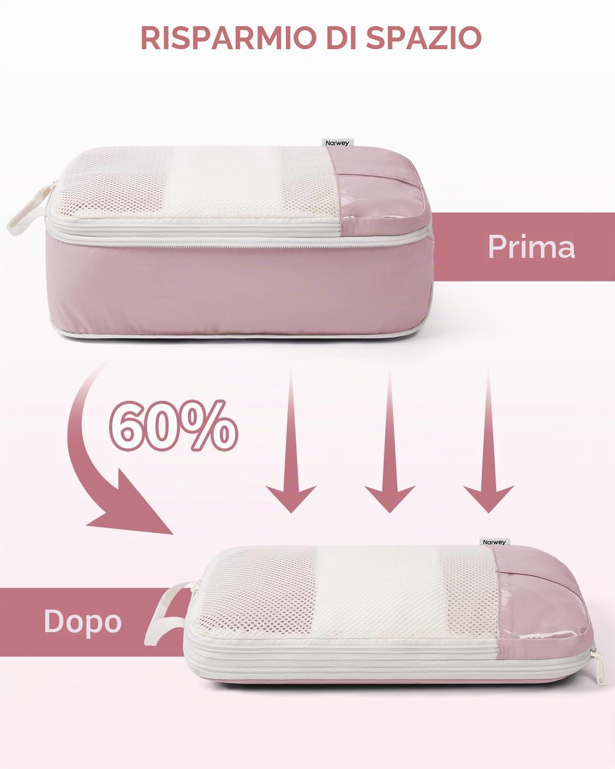 Narwey Organizer Valigia 6 Pezzi Packing Cubes Compression, Organizer Valigia Viaggio Compressione Salvaspazio, Viaggio Accessori Utili per Vestiti Scarpe Deposito per Viaggiare (Combinati)