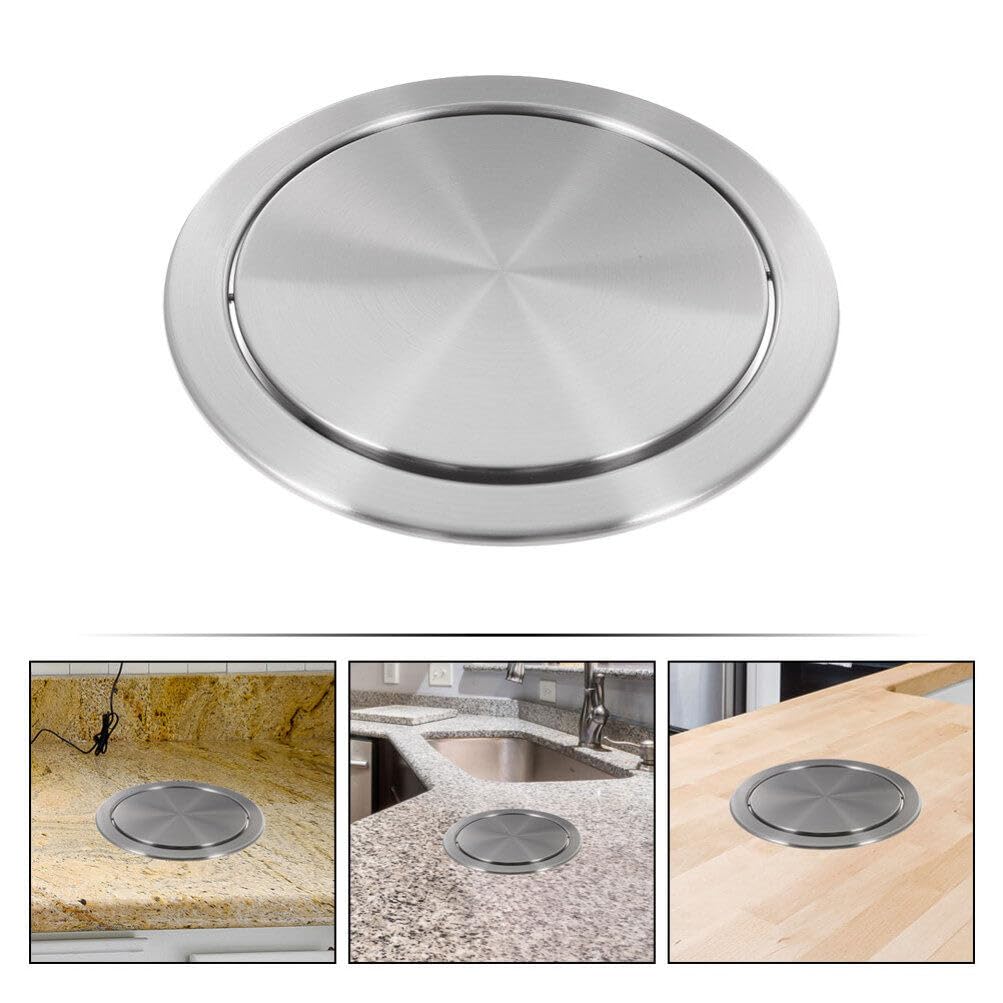 Zerodeko Stainless Steel Trash can Lid Recessed Built-in Countertop Flap Cover for Kitchen and Bathroom Garbage Bin 9.37 Inch