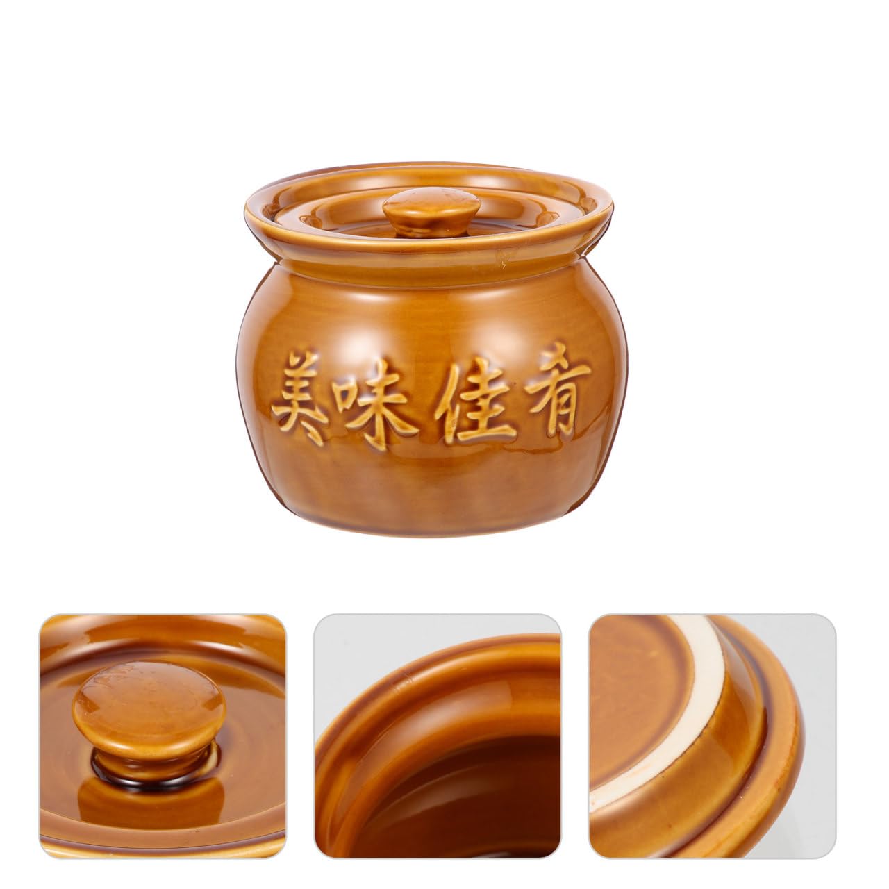 Happyyami Pequeño guiso de cerámica con tapa olla de loza china Cocotte utensilios de cocina asiáticos para cocinar sopas en la cocina en casa