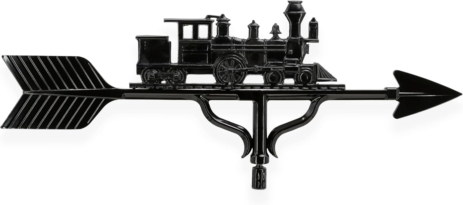 Montague Metal Products 32-Inch Deluxe Weathervane with Satin Black Train Ornament