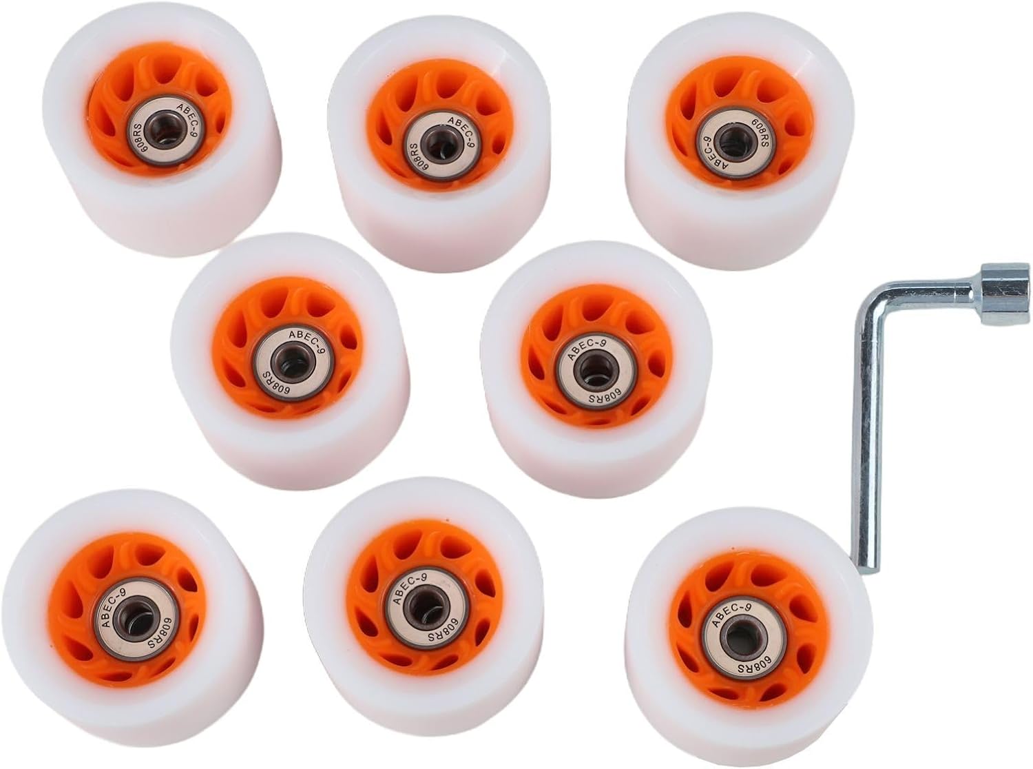 Roller Skate Wheels Set of 8, 58x32mm and 58x39mm PU with High Carbon Steel Bearings for Indoor Outdoor Quad Skates