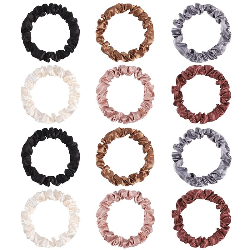 RECTYO GALLERY 12Pcs Satin Scrunchies, Coffee Color Series Satin Hair Ties Elastic Hair Bands Ponytail Holder Hair Accessories for Women Girls (B0CC9BG7DX) Amazon Price History, Amazon Price Tracker