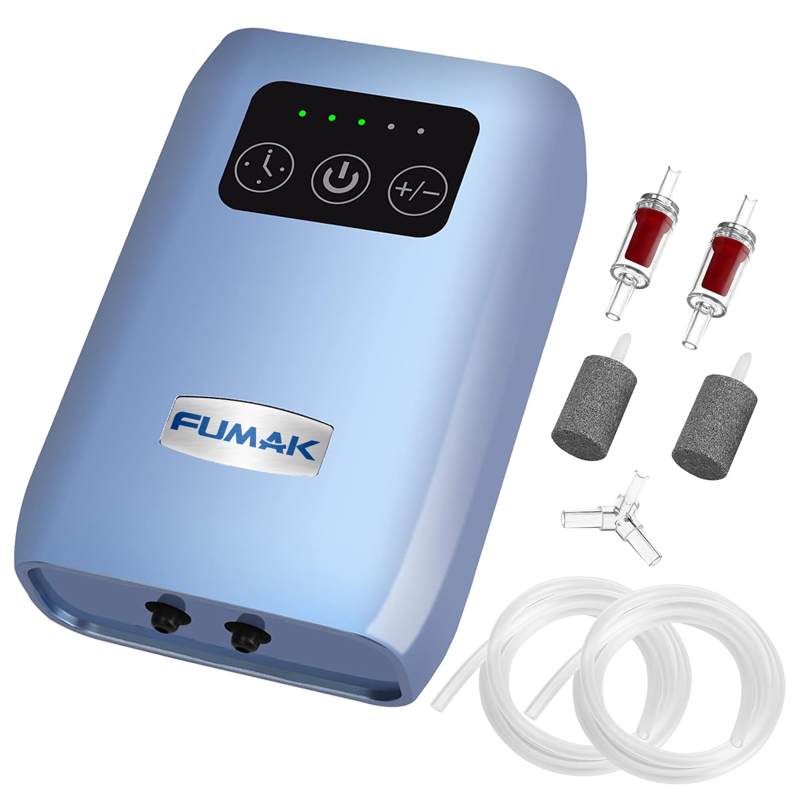 FUMAK Aquarium Air Pump, USB Rechargeable Lithium Battery Powered Portable Air Pump for Fish Tanks, AC/DC Dual Mode Oxygen/Aerating Pump for Outdoor