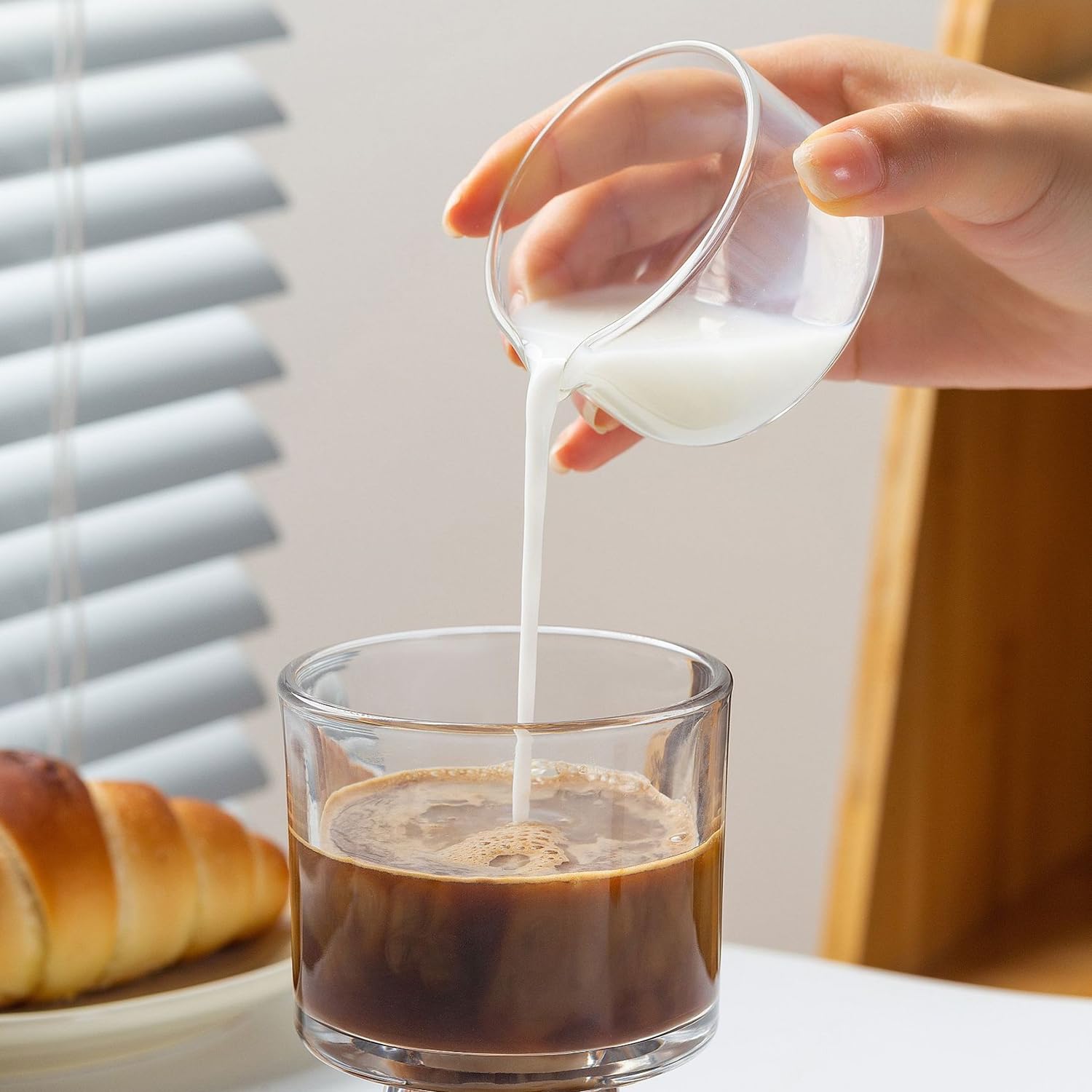 Sizikato 6 Pcs Clear Glass Creamer Serving Pitchers. 2 Oz