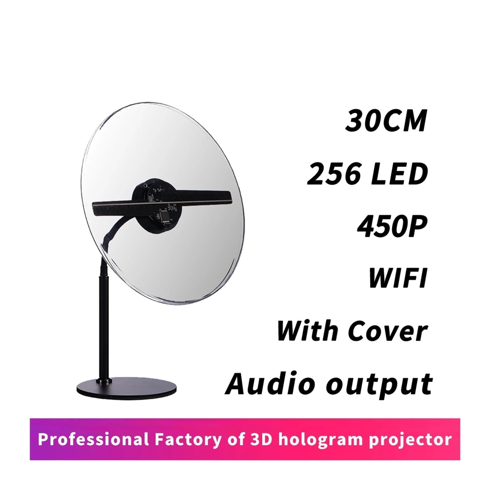 30CM WIFI 256Pcs Led 3D Hologram Logo Projector Advertising Holographic Fan For Event Rent And Shopping Mall Store