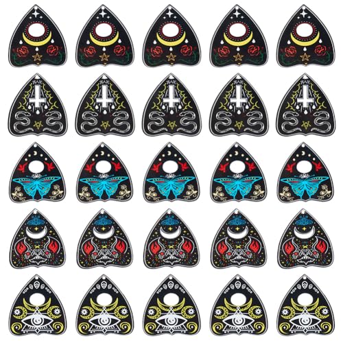 Breloques tarot en acrylique noir de précision pour joaillerie gothique chic