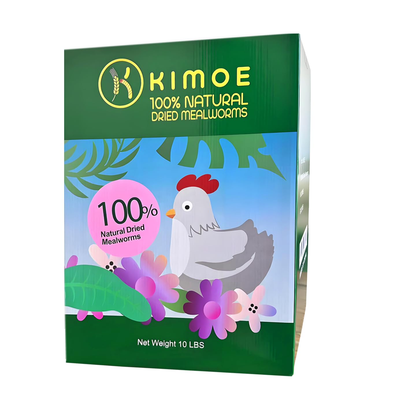 kimoe Non-GMO Bulk Dried Mealworms 10LB Bag for Chickens, Ducks &amp; Wild Birds — 100% Natural High-Protein Feed to Boost Egg Production, Feather Health &amp; Immunity