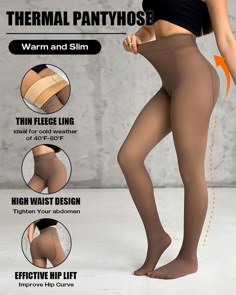 CHICME Paquete de 2 leggings mágicos con forro polar 2025, medias térmicas de cintura alta