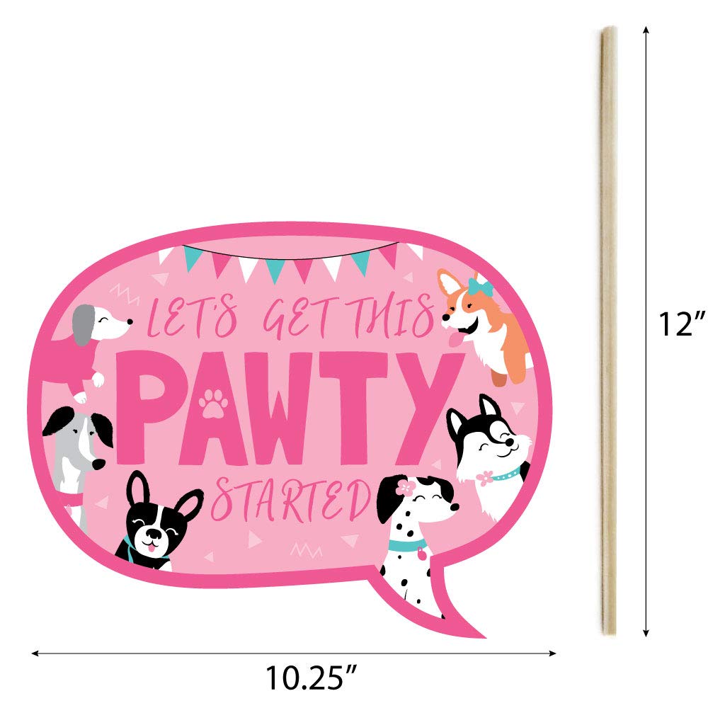 Pawty Like A Puppy Girl Decorations - 20 Pink Dog Cutouts For Baby Shower & Birthday Parties