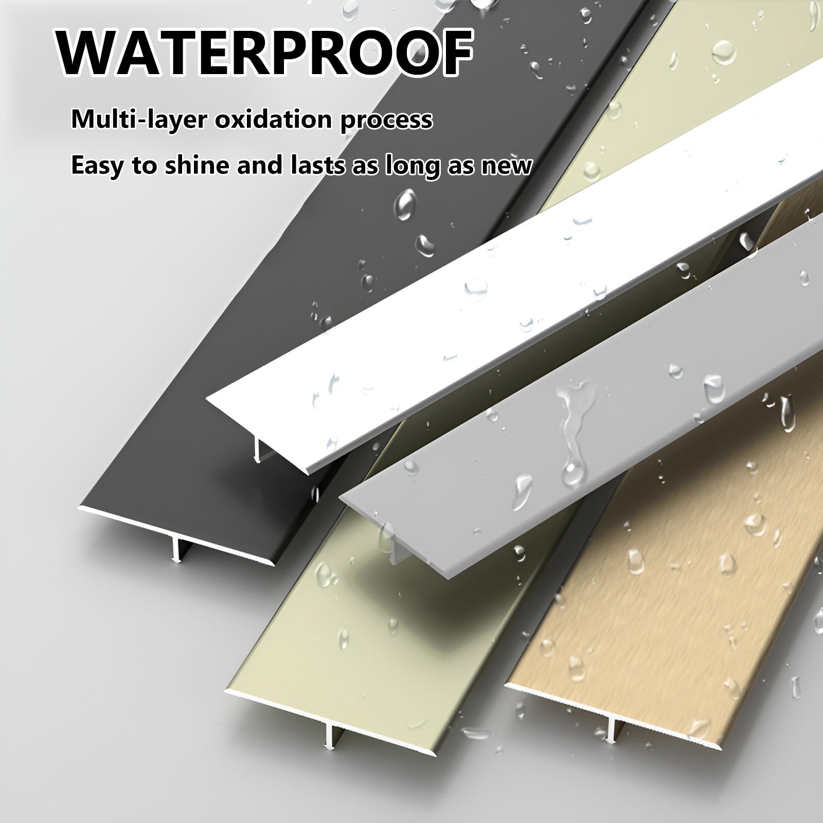 3-pak pasków progowych ze stopu aluminium, profil przejściowy, ochraniacz krawędzi podłogi (szary, 5 x 90 cm / 2 x 36 cali) dla płynnego przejścia na podłogę