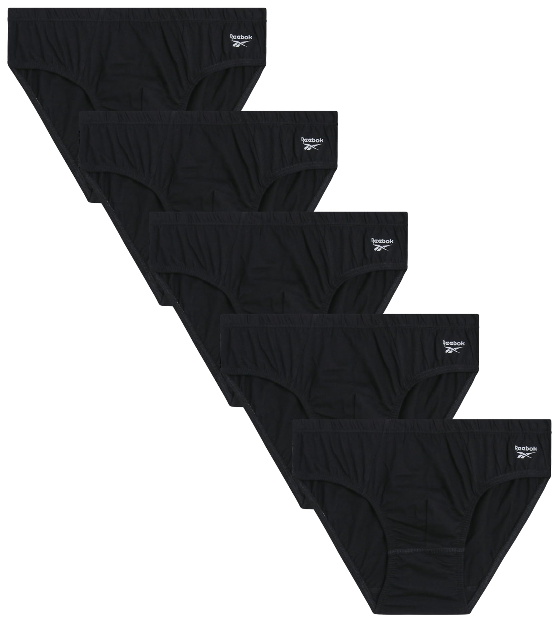 Reebok Mens Low Rise Briefs - 5 Pack Soft Cotton Mens Underwear Briefs with Supportive Contour Pouch for Everyday Wear