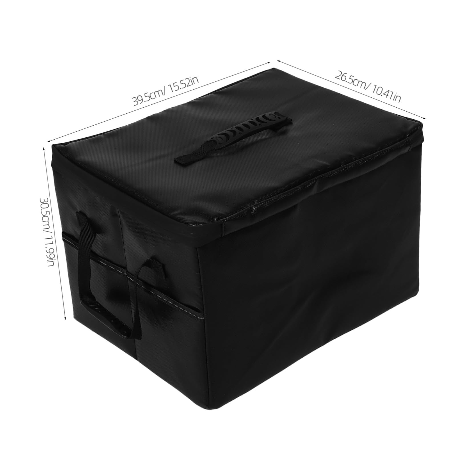 SHINEOFI Dokumentenbox mit Deckel Griff Schloss und Reißverschluss Schwarze Faltbare Feuerfeste aus Polyester und Kunststoff für Büro und Zuhause