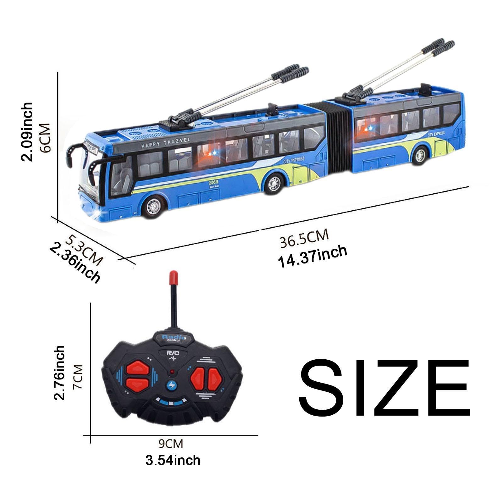 Coche Teledirigido Autobús Escolar Teledirigido Escala 1:32 Regalos de Cumpleaños Puertas Que Se Abren Autobús Teledirigido Modelo de Autobús Escolar, Azul Largo
