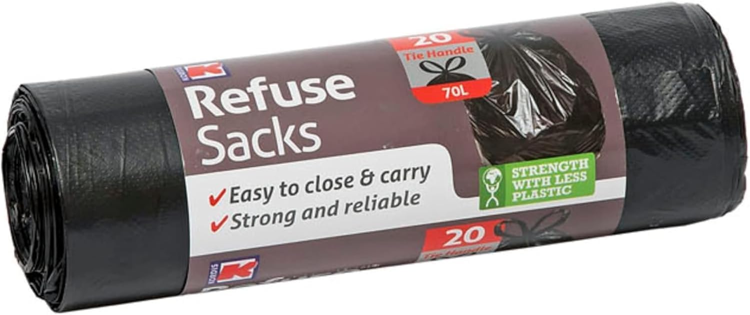 Kordis Müllbeutel 70l - 8 Rollen X 20 Säcke. Schwarze Müllsäcke Mit Griff, Für Groß Garbage Mülleimer & Restmüll. 160 Stark, Reißfeste Müllsäcke, Schwerlast Abfallbeutel- 73.5 x 105cm