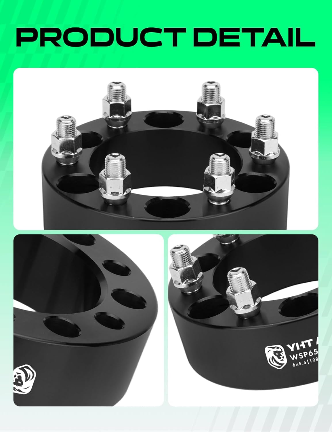 YHTAUTO 6x5.5 Wheel Spacers 2 Inch Fits 1999-2025 Chevy Silverado GMC Sierra, Tahoe, C/K, Yukon, Ram 1500, Cadillac Escalade, Forged 6x139.7mm Tire Spacers 50mm w/ M14x1.5 Studs 108mm Center Bore 4PCS