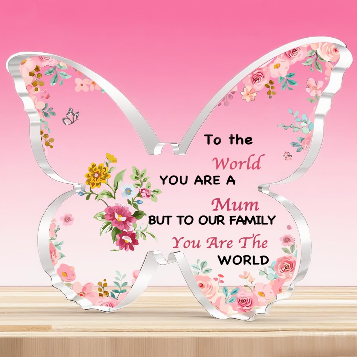 Tovii For Mum 2 Butterfly Shaped Acrylic Plaque - Mum Gifts From Daughter/Son For Birthday, Mothers Day, Christmas, Anniversary