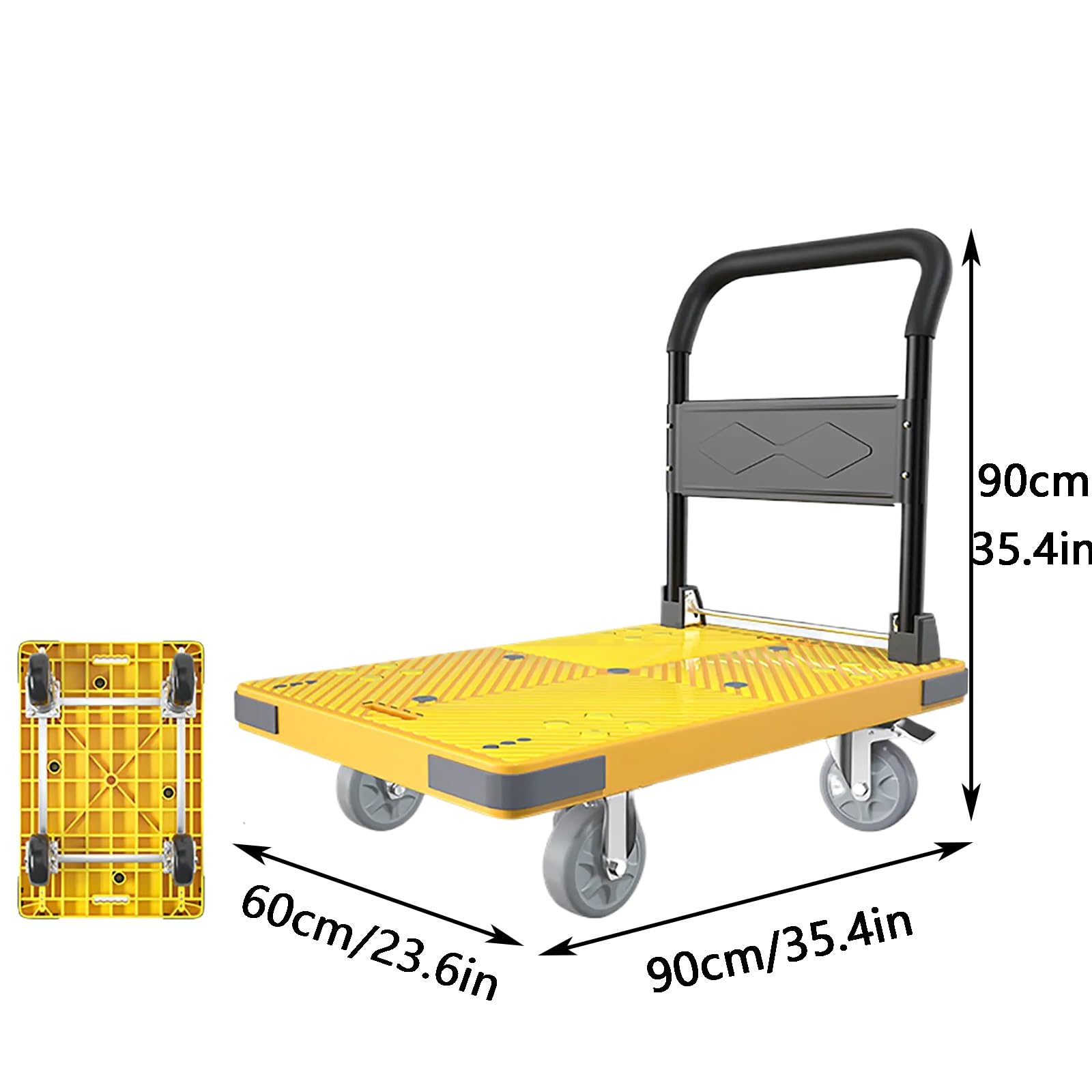 Wytrzymały składany wózek z kółkami, pojemność 400 kg, oszczędność miejsca, wózek narzędziowy do szkół, szpitali, magazynów i supermarketów (żółty)